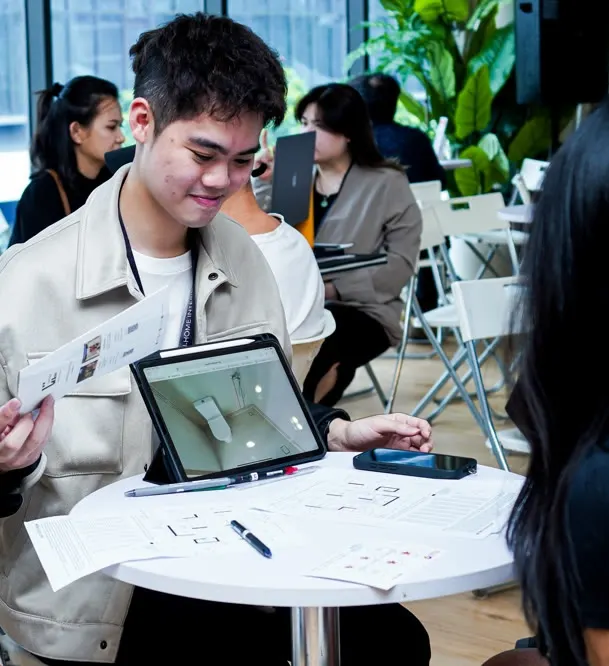 Reviewing a 3D design on an iPad