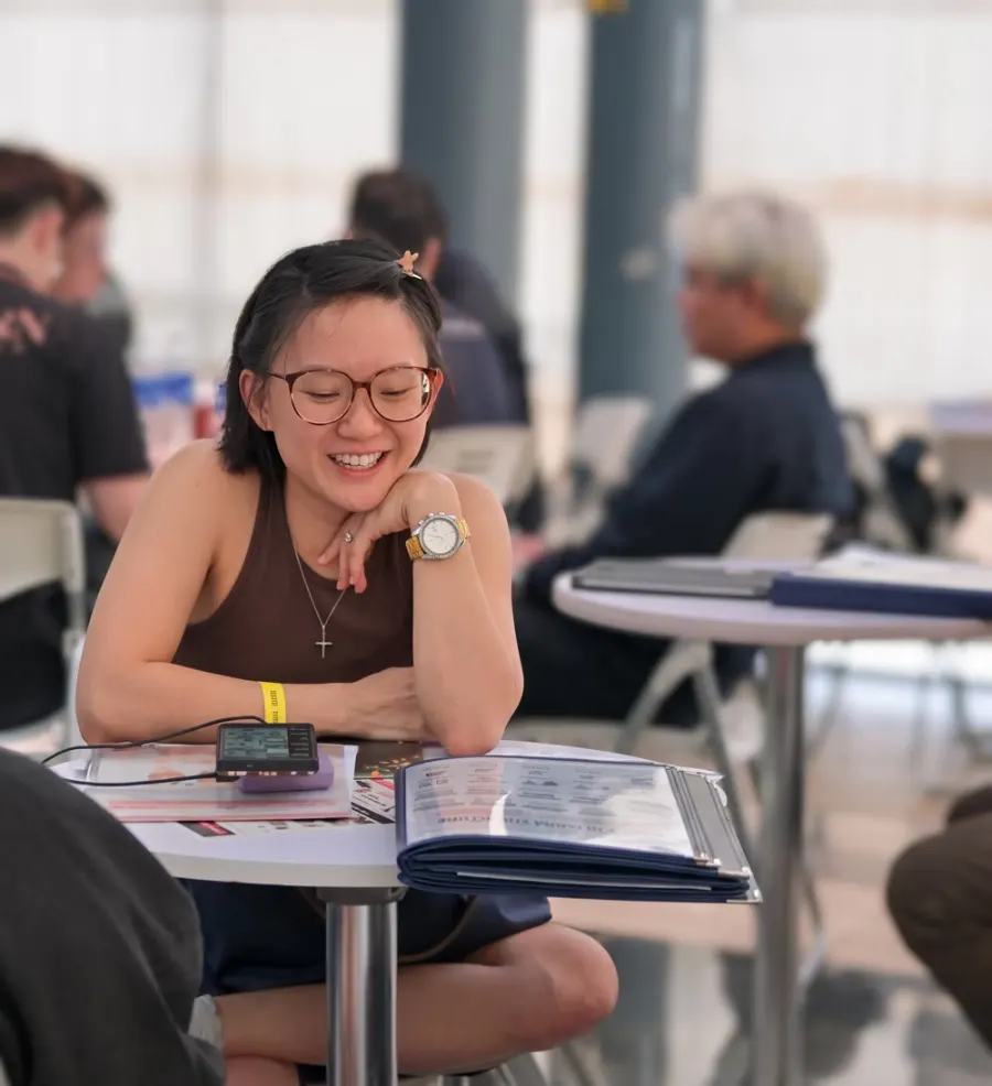 A homeowner smiling at her consultation